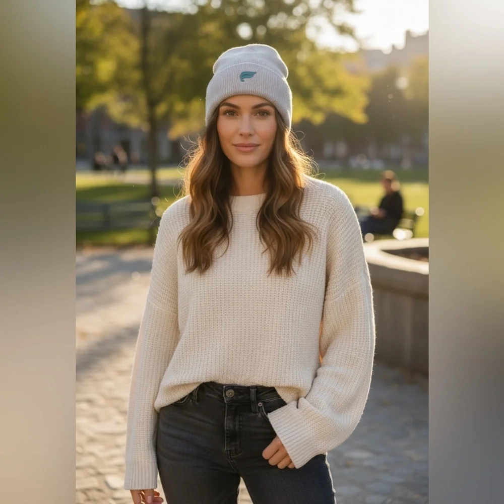 NEW• Fabletics•Unique Lilac & Teal Beanie Hat